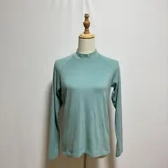 UNIQLOユニクロ　ヒートテックフリースタートルネックカットソーM青緑