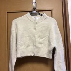 ZARA アイボリー クロップドカーディガン