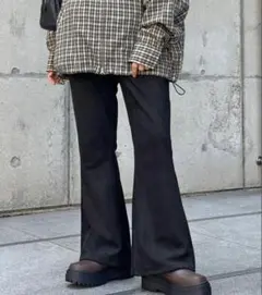 CPCM フェイクスエードフレアパンツ　ブラック