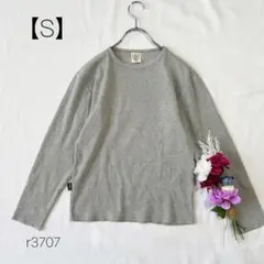 アヴィレックス　長袖Tシャツ 綿混　ロングTシャツ クルーネック　グレー　【S】