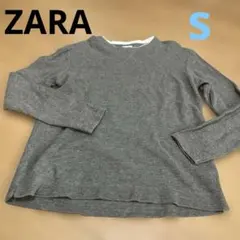 ZARA重ね着風カットソーグレー　s