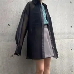 LECIEL BLUE メッシュシアーシャツ　オーバーサイズ長袖シャツのサムネイル