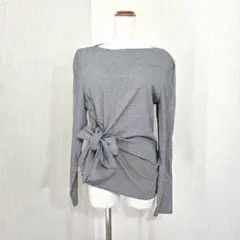 ZARA 千鳥格子 長袖プルオーバー ブラック リボン 伸縮 カットソー