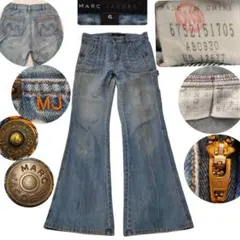00s MARC JACOBS フレア ペインターデニム ベルボトム MJ刺繍のサムネイル