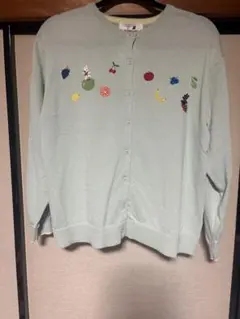 リサとガスパール 刺繍カーディガン 淡緑 Lサイズのサムネイル