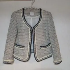 【卒業入学式に】自由区 ツイード ノーカラージャケット M相当 セレモニー