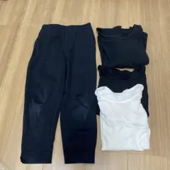 【男の子120】ユニクロ　黒ズボン&バースディ　FIBER HEAT肌着3枚