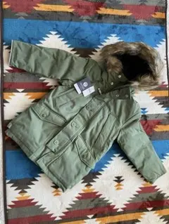 GAP　新品未使用！オリーブグリーン ファー付きダウンコート 110cm