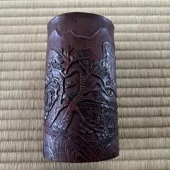 中国美術 竹彫筆筒 高士人物図 松文 時代物 文房具 - メルカリ