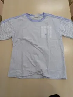 adidas アディダス ストライプ Tシャツ ポケット付き XL ブルー