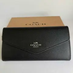 COACH コーチ 長財布 フラップ ブラック CU158