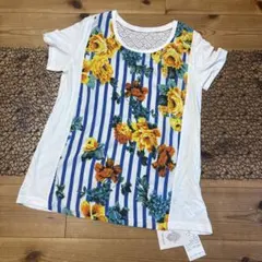 Bou Jeloud ブージュルード 半袖Tシャツ 花柄 ストライプ レース ♪のサムネイル