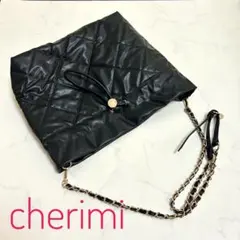 cherimi シェリミー キルティングトートバッグ チェーン　ロゴプレート