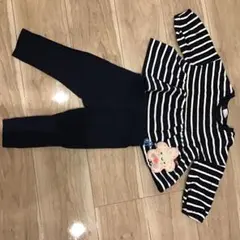 ストライプのトップスとレギンスセット