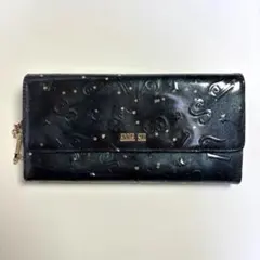 【中古】ANNA SUI がま口長財布 星柄　レザー チャーム付