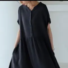 【新品未使用タグ付】 PAS DE DEUX ワンピース　Lサイズ　ブラック