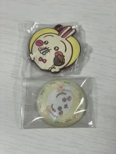 ちいかわ 刺繍缶バッジビスケット2 ハートのラバーマスコット うさぎ