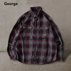 GEORGEジョージオンブレチェックフランネルBDシャツライトネルUS古着XL