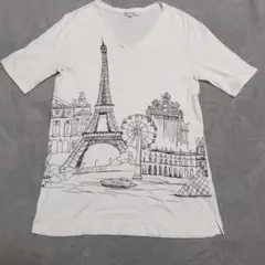 ensuite パリ風景プリント VネックTシャツ Mサイズのサムネイル
