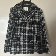 ハニーズ コート チェック 白 黒 モノトーン