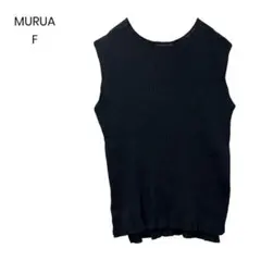 MURUA ノースリーブニット リブ編み F ブラック a0996