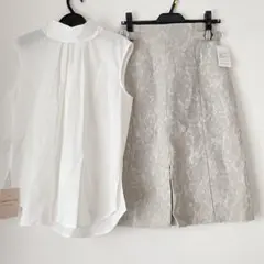 新品セット♪アプワイザーリッシェ レースタイトスカート ノースリボウタイブラウス