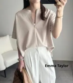 Emma Taylor ライトダンボールジップ 半袖カットソー ライトベージュのサムネイル