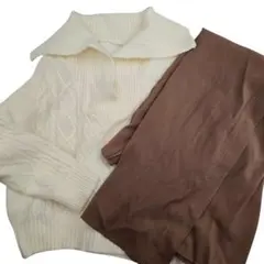 新品 2点 ニット L セーター スカート トップス セットアップ