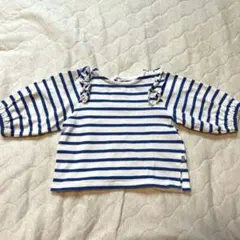 肩フリル　ボーダー　長袖