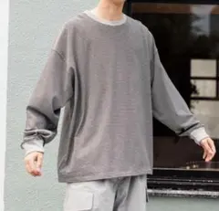 ニコアンド　USAコットンボーダーロンT