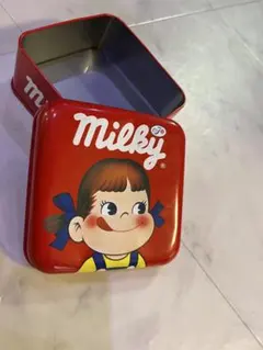 ミルキー缶　ペコちゃん