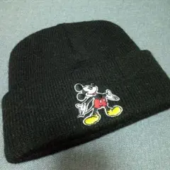 ディズニーヴィンテージ ニット帽 ミッキー刺繍 黒 USA製