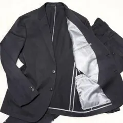 美品 XLサイズ 洗える スーツ セットアップ 2B 大きいサイズ ダークグレー
