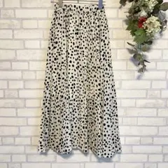 GRL グレイル ダルメシアン柄 フレアスカート【M】ウエストゴム プリーツ