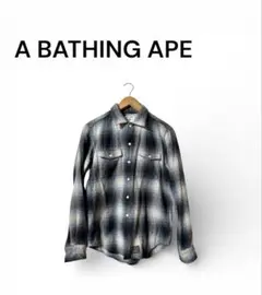 A Bathing Ape/長袖刺繍総柄シャツワンピース/ストライプ/リボンXS
