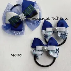 No. 642雪の結晶プリンセスリボンゴムセット　パール　レース　チュール