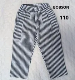 BOBSON ストライプ パンツ　110　グレー ホワイト