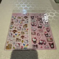 平成2枚セット☆サンリオキャラクターズ ラメ入り樹脂もりシール