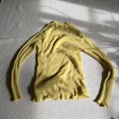 KBF イエロー ボトルネックリブニット