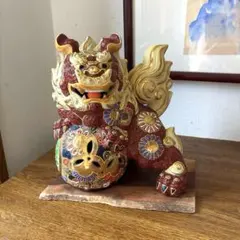 九谷焼 獅子 置物 縁起物 陶器