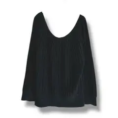 セーター　長袖　オフショルダー　長袖　キラキラボタン　後ろ開き　ウール混　黒　M