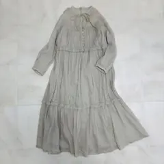 ナノユニバース　ラミーギャザーティアードワンピース 8分袖 ロング