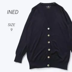 a2106▶イネド　INED　長袖カーディガン【9】Vネック　ブラック　日本製