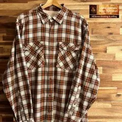 【K17】RED HEAD ライトネルシャツ オレンジ チェック メンズ L