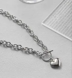 【新品】ステンレス ハート マンテル ネックレス シルバー チェーン
