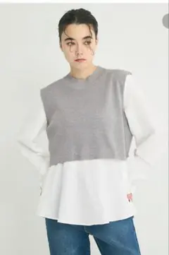 ニットベストセット　フレアブラウス　　coca