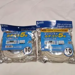 サンワサプライ カテゴリ5e LANケーブル 10m　2個