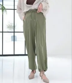 GLOBAL WORK　ドロストベイカーパンツ　カーキ