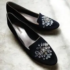 〈訳あり〉RANDA ランダ ビジュー付き 黒 パンプス　 24cm