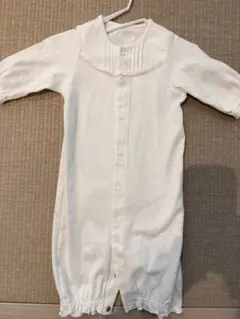 美品 ミキハウス ホワイトロンパース 50～70cm お宮参り